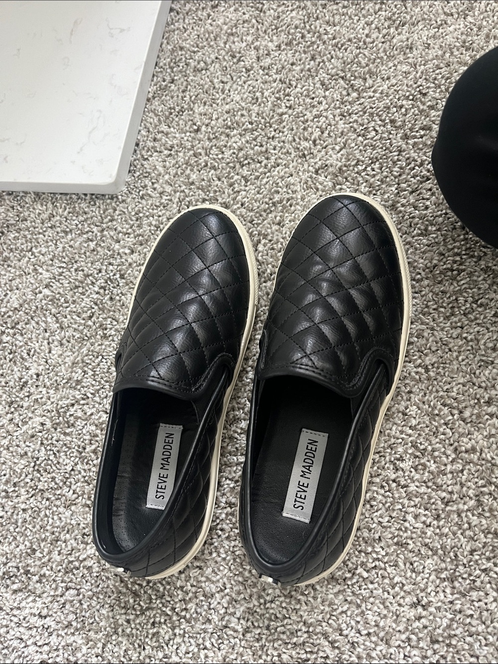 Steve Madden Black Quilted Slip-On Sneakers